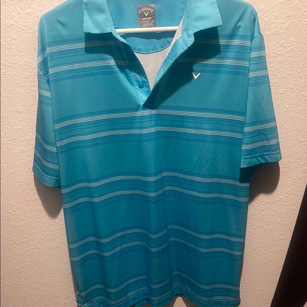 Callaway Blue Polo Shirt with Stripes